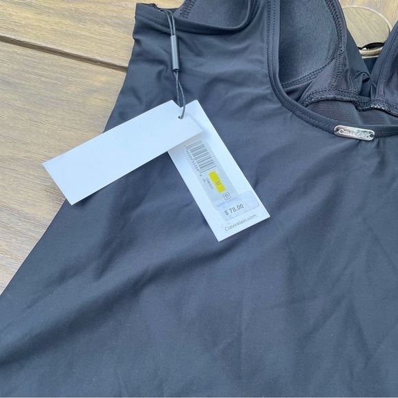 Calvin Klein Tankinni black Shirred Tummy-Control Tankini Top Medium slimming - Picture 7 of 8
